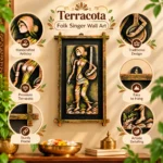 Terracota Traditional Singer Wall Art, Rustic Indian Cultural Artwork (28X44 cm) - Image 3