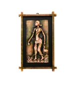 Terracota Shakuntala Wall Hanging with Wooden Frame, Ethnic Indian Wall Decor (28X44 cm)