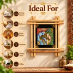 Teracota Double Cross Frame Wall Décor (Radha Krishna) | Traditional Hindu Religious Wall Art for Pooja Room, Mandir, Living Room and Home Decoration 10X10 cm - Image 3