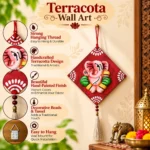 Teracota Lord Ganesha Dangler | Ethnic Hanging Home Décor Accessory for Pooja Room, Living Room and Office 4X4 cm - Image 3