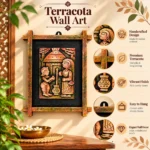Terracota Krishna Yashoda Wall Art with Wooden Frame for Home Decor (25X30 cm) - Image 3