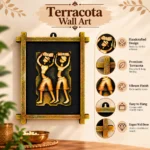Terracota Farmer Wall Art with Wooden Frame, Traditional Indian Folk Art Decor (25X30 cm) - Image 3