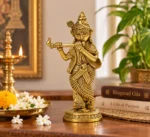 Ornamental Golden Flute Playing Krishna Murti for Festive Decoration ,3in - Image 2