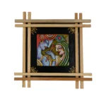 Teracota Double Cross Frame Wall Décor (Radha Krishna) | Traditional Hindu Religious Wall Art for Pooja Room, Mandir, Living Room and Home Decoration 10X10 cm