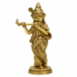 Ornamental Golden Flute Playing Krishna Murti for Festive Decoration ,3in