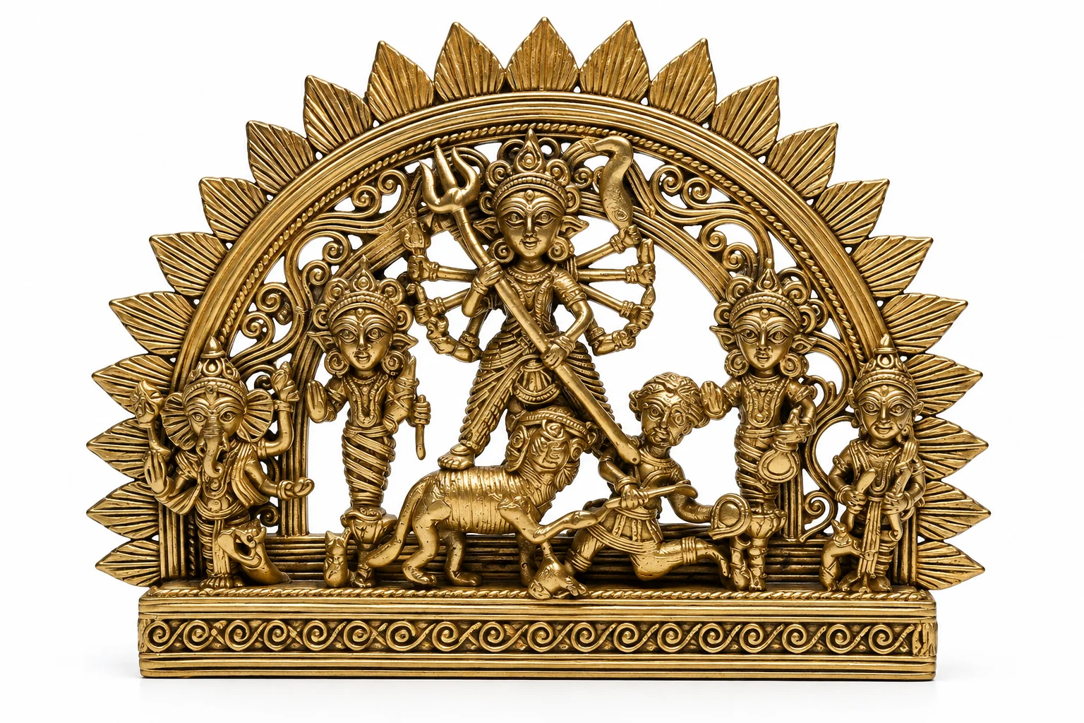 maa durga mahishasura mardini Divine Shakti Durga Idol with Family 7in X 6in - Image 1
