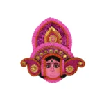 Paper Mache Durga Face Wall Art with Colorful Embellishments for Mandir Decoration and Cultural Celebrations