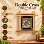 Teracota Double Cross Frame Wall Décor (Radha Krishna) | Traditional Hindu Religious Wall Art for Pooja Room, Mandir, Living Room and Home Decoration 10X10 cm - Image 2