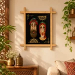 Teracota Cross Frame Wall Décor (Rajasthani Couple) | Traditional Indian Folk Art Wall Hanging for Living Room, Bedroom, Office and Home Decoration 9.5 X 11.5  cm - Image 4