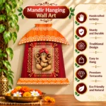 Terracotta Ganesha Wall Hanging Décor( 17X15 cm) | Traditional Handmade Indian Art for Home, Living Room, Pooja Room and Mandir Decoration - Image 3