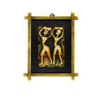 Terracota Farmer Wall Art with Wooden Frame, Traditional Indian Folk Art Decor (25X30 cm)
