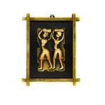 Terracota Farmer Wall Art with Wooden Frame, Traditional Indian Folk Art Decor (25X30 cm)