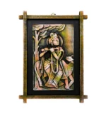 Terracota Lord Krishna Artwork with Cow, Traditional Indian Home Wall Decoration,28X44 cm