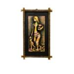 Handmade Terracota Mother and Child Wall Hanging with Wooden Frame, Ethnic Home Decor,28X44 cm