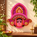 Paper Mache Durga Face Wall Art with Colorful Embellishments for Mandir Decoration and Cultural Celebrations - Image 3