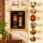 Teracota Cross Frame Wall Décor (Rajasthani Couple) | Traditional Indian Folk Art Wall Hanging for Living Room, Bedroom, Office and Home Decoration 9.5 X 11.5  cm - Image 3