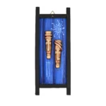 Teracota Wall Décor Tray Frame Mask Abstract Blue | (25X10 cm) Traditional Indian Ethnic Wall Art for Living Room, Bedroom, Office and Home Decoration