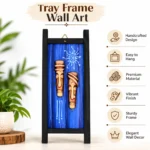 Teracota Wall Décor Tray Frame Mask Abstract Blue | (25X10 cm) Traditional Indian Ethnic Wall Art for Living Room, Bedroom, Office and Home Decoration - Image 4