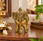 Classic Elephant Art Statue | Rich Golden Finish Decorative Accent for Table, Shelf and Home Interior 4in X 4in - Image 3