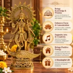 Decorative Saraswati Murti with Peacock for Festive Home Styling , 5in X 4in - Image 2