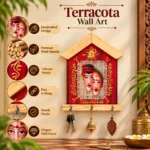 Teracota Wall Key Hanger Couple Design | Traditional Handmade Key Holder with 3 Hooks for Home Entrance, Living Room, Office and Wall Décor 28X20 cm - Image 3
