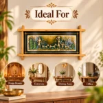 Teracota Cross Frame Wall Décor (Scenery) | Traditional Indian Tribal Folk Art Wall Hanging for Living Room, Bedroom, Office and Home Decoration 17X9 cm - Image 2