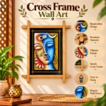 Teracota Wall Décor Cross Frame (Shiv Parvati) | Traditional Hindu Religious Wall Art for Pooja Room, Mandir, Living Room and Home Decoration 10X13 - Image 5