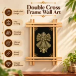 Teracota Double Cross Frame Wall Décor (Durga) | Traditional Indian Religious Folk Art Wall Hanging for Pooja Room, Mandir and Home Decoration 9.5X10.5 cm - Image 2