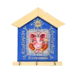 Teracota Wall Key Hanger Ganesha Design with 3 Metal Hooks | Ganpati Wall Mounted Key Holder for Home Entrance, Pooja Room, Mandir & Office Décor (17X15 cm)