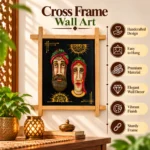 Teracota Cross Frame Wall Décor (Rajasthani Couple) | Traditional Indian Folk Art Wall Hanging for Living Room, Bedroom, Office and Home Decoration 9.5 X 11.5  cm - Image 2